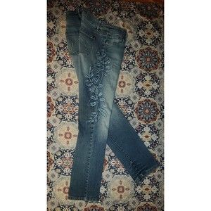 Ecko Red Denim Foundry Leaf Embellished Distressed Jeans sz 9